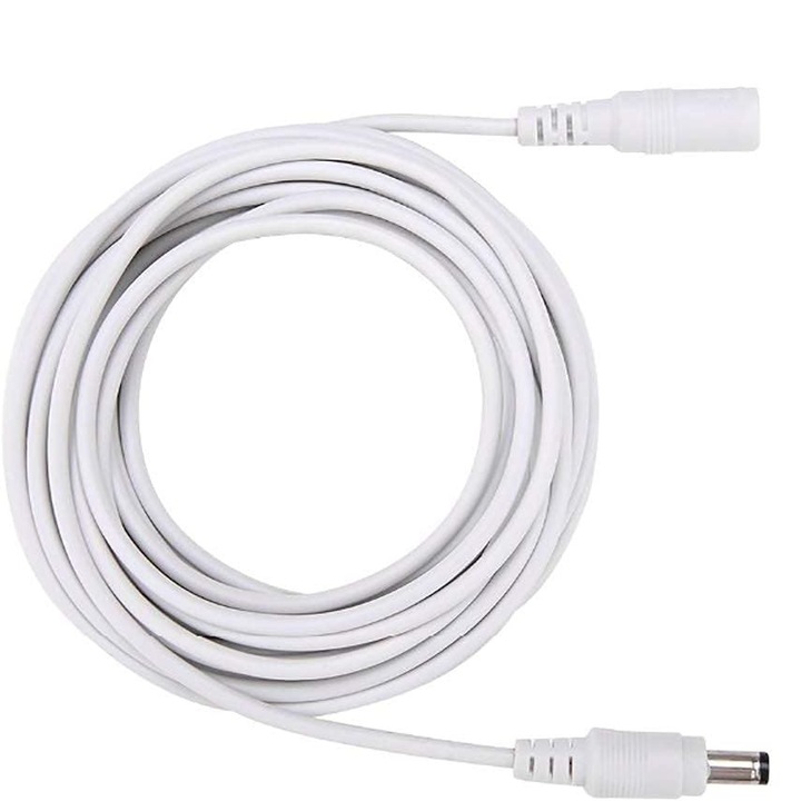 Cablu De Extensie De Alimentare Pentru Camere CCTV, Cablu DC 2.1/5.5mm, 10m, Onshop, Alb