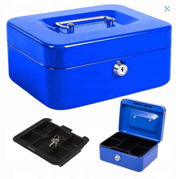 Seif metalic CardSplitter, mare, negru, 16x20x9cm, cu 2 chei, set complet