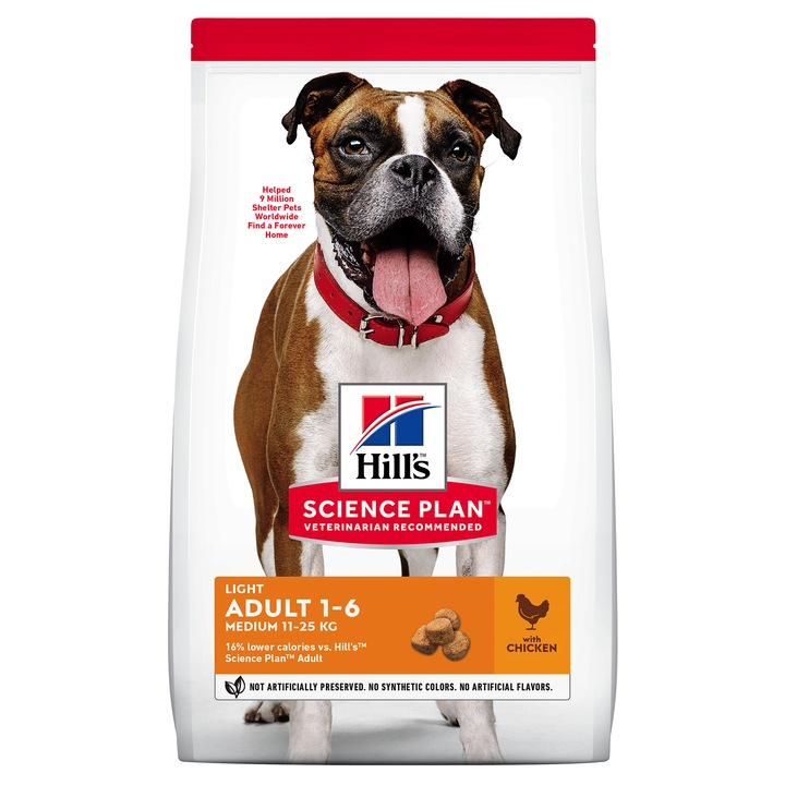 Hrana uscata pentru caini Hill's SP Canine Adult Light Medium, Pui, 14 Kg