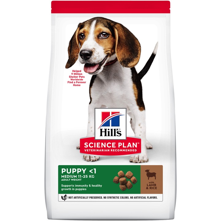 Hrana uscata pentru caini Hill's SP Canine Puppy, Medium, Miel si Orez, 2.5kg