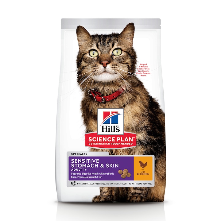 Hrana uscata pentru pisici Hill's SP Feline Adult Skin&Stomach, Pui, 1.5kg