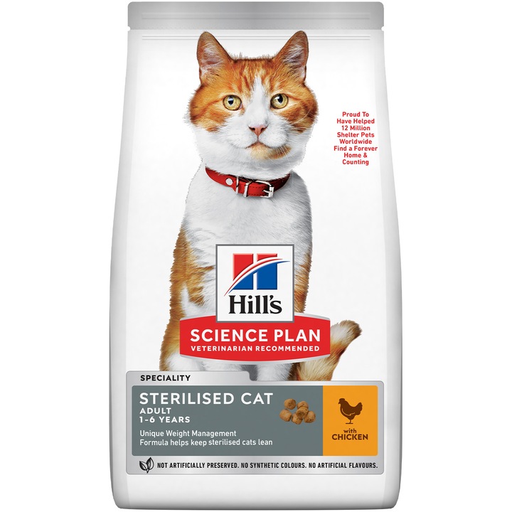 Hrana uscata pentru pisici Hill's SP Feline Adult, Sterilised, Pui, 3kg