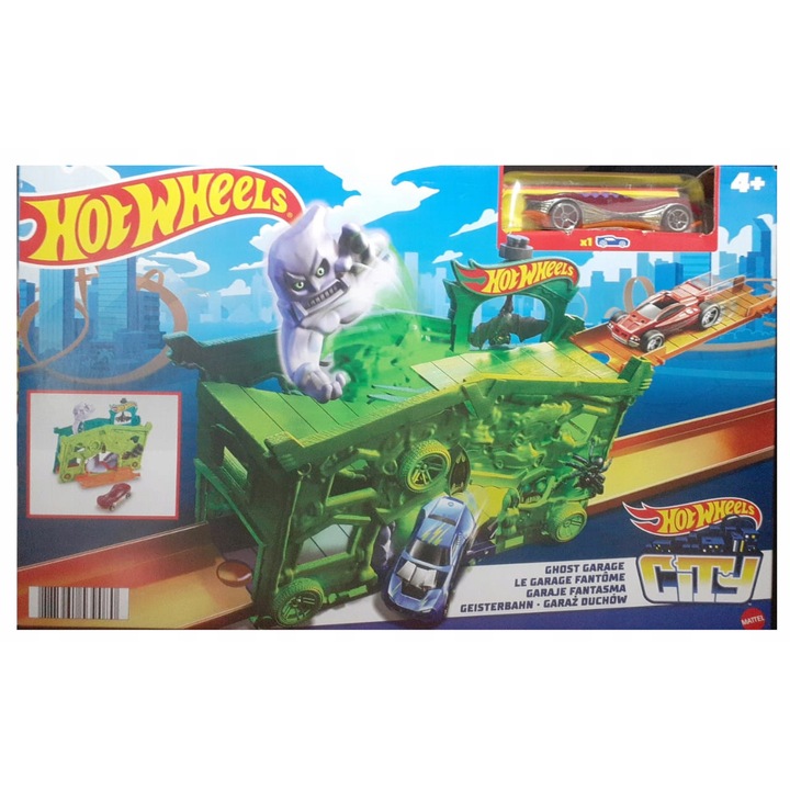 Autópálya szett, CardSplitter, garázs, 1:64, műanyag, többszínű