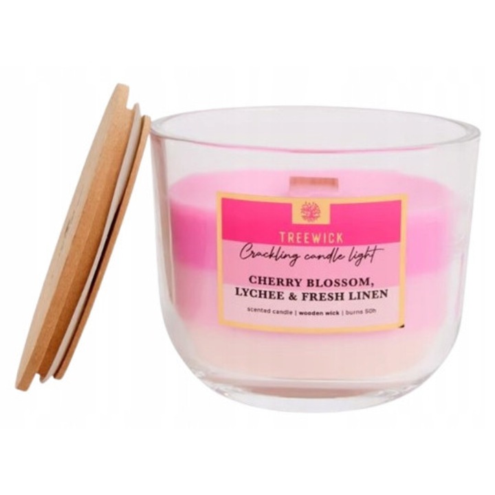 Lumanare parfumata CardSplitter 370g, cirese, lychee, lenjerie proaspata, 50h, sticla