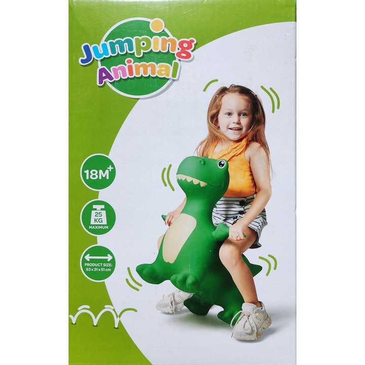 Balansoar gonflabil DINOZAUR, CardSplitter, 59x22x52 cm, pentru copii, maxim 25 kg