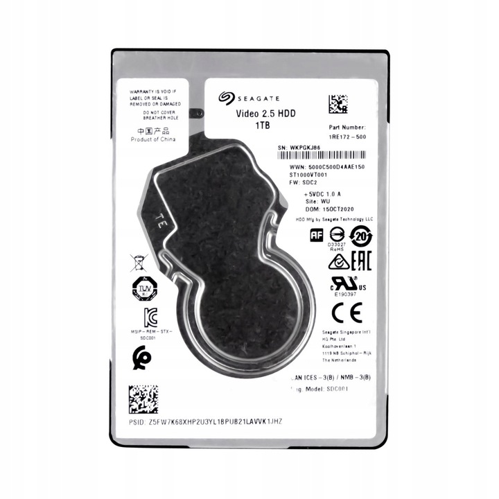 Твърд диск 1TB Seagate Video 2.5'', SATA III, 5400 об/мин, 128MB кеш