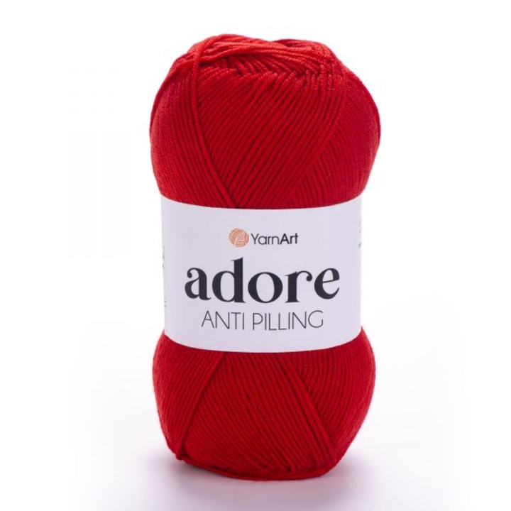 Fir textil YarnArt Adore 371, acril antialergenic, rosu, 100g, ~280m