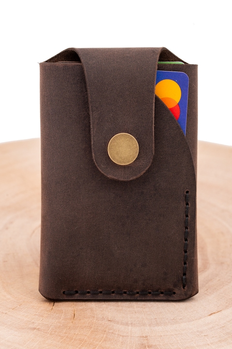 Portofel barbatesc minimalist pentru carduri, buletin nou, maro, 10 x 7 cm