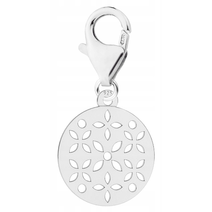 Talisman Din Argint 925, Larezo, Material Argint, Titlu 925, Motiv Flori Asezate, Dimensiuni 25 mm x 15 mm, Ambalaj Elegant Inclus, Culoare Argintie