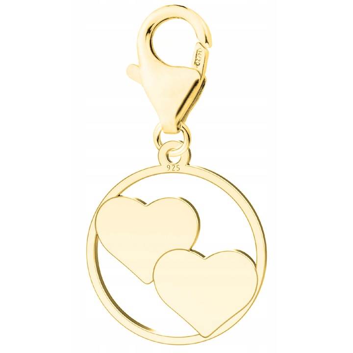 Talisman Din Argint 925, Larezo, Material Argint, Titlu 925, Acoperire Aur 585, Inimi In Cerc, 28 mm x 18 mm, Ambalaj Elegant Inclus, Auriu