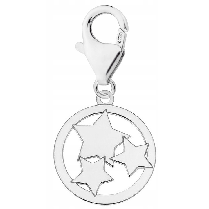 Talisman Din Argint 925, Larezo, Material Argint, Proba 925, Inaltime 24 mm, Stea In Cerc, 24 mm x 17 mm, Ambalaj Elegant Inclus, Un Cadou Unic, Argintiu