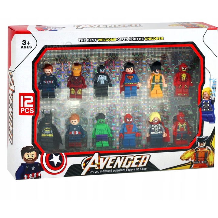 Set 12 Roboti Super-eroii AYDE, multicolor, 5 cm