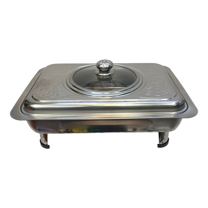 Tava cu capac pentru gratar, din inox, LGCHome®, 40 X 30 cm