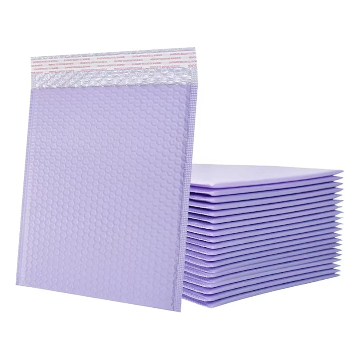 Set 10 Plicuri 180X230 mm din Plastic, Protectie cu Bule, Antisoc, impermeabil, Mov