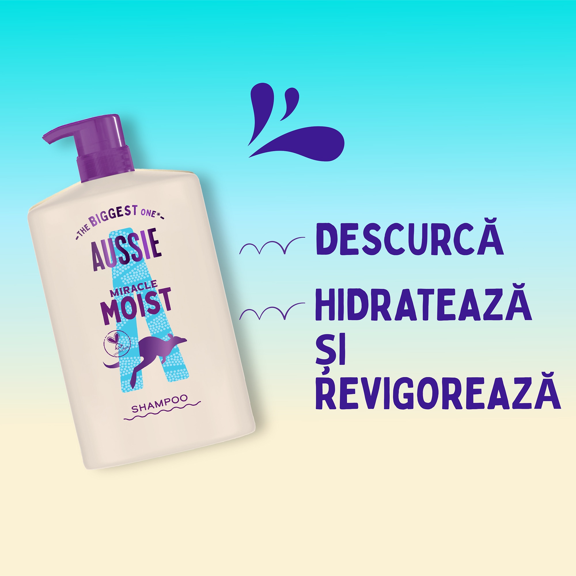 Sampon Aussie Miracle Moist pentru par uscat si fragil, 1000ml