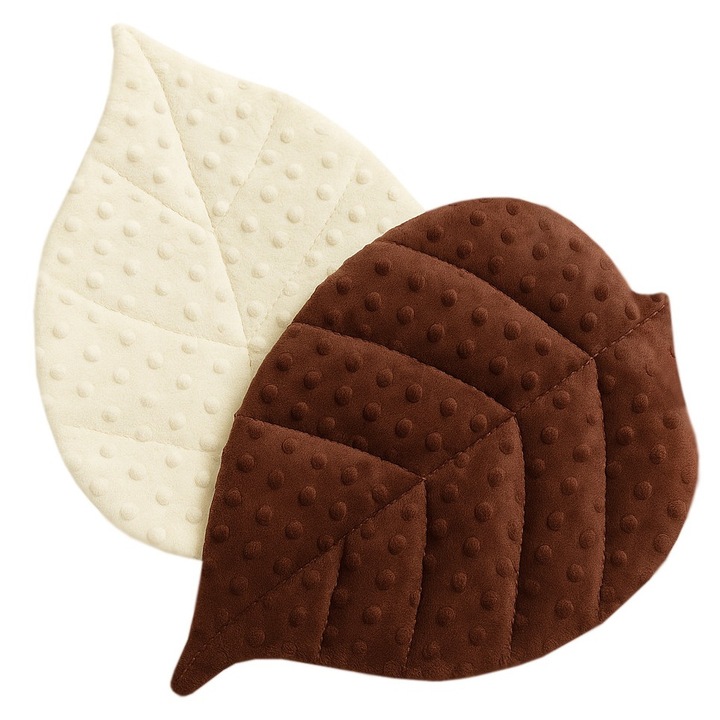 2 db-os díszpárna szett levelek formájában, Kraina Tuptusia, 43x33cm, bézs és barna színben