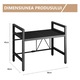Raft Metalic pentru Cuptor cu Microunde Rovitech, Organizator de Bucatarie cu 2 Niveluri, 6 Carlige, Etajera Reglabila, 58x36x45 cm, Negru