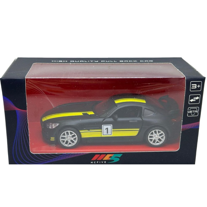 Mercedes SLS-AMG 1/36 fekete sárga csíkos replika modell