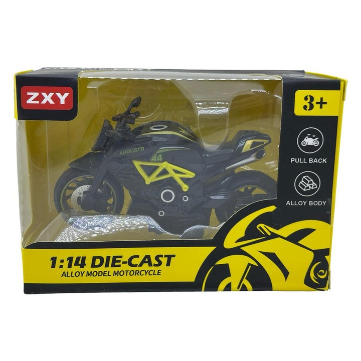 1:14 ZXY fém motorkerékpár modell visszahúzó mechanizmussal