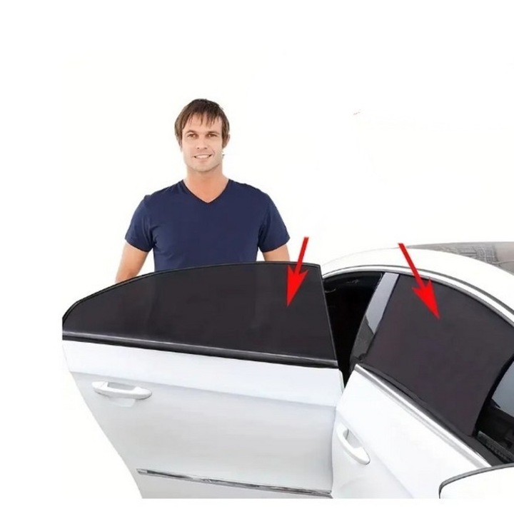 Parasolare auto SkyTechs®, 2 buc. parasolare laterale din plasa respirabila pentru bebelusi, fara scurgeri de soare pe geamul banchetei din spate, protectie solara/plasa impotriva insectelor reducerea caldurii in cabina