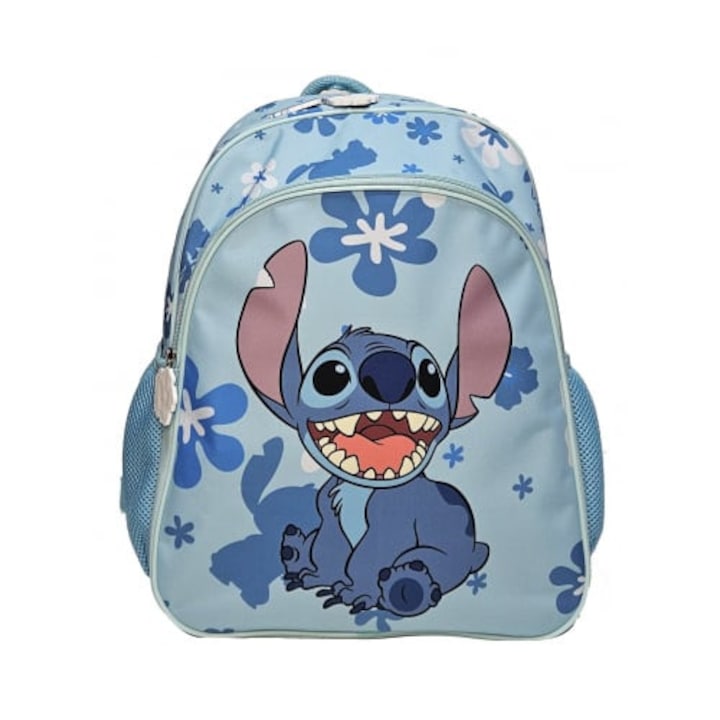 Gyerek hátizsák, 40x30x11 cm, két rekesszel, többszínű, megerősített és állítható pántokkal, Stitch, Disney