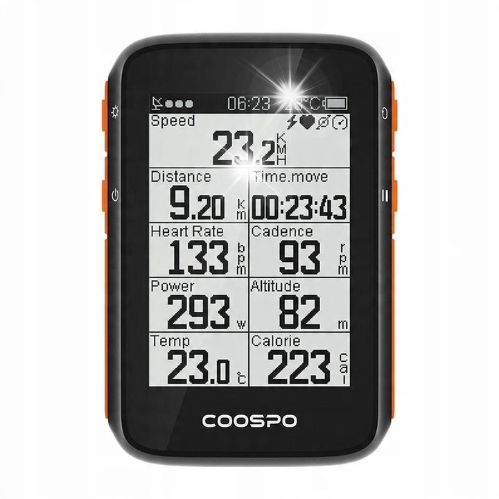 Coospo BC200 kerékpárkomputer, GPS, vízálló, 36 órás akkumulátor-üzemidő, 2,6"-os LCD kijelző