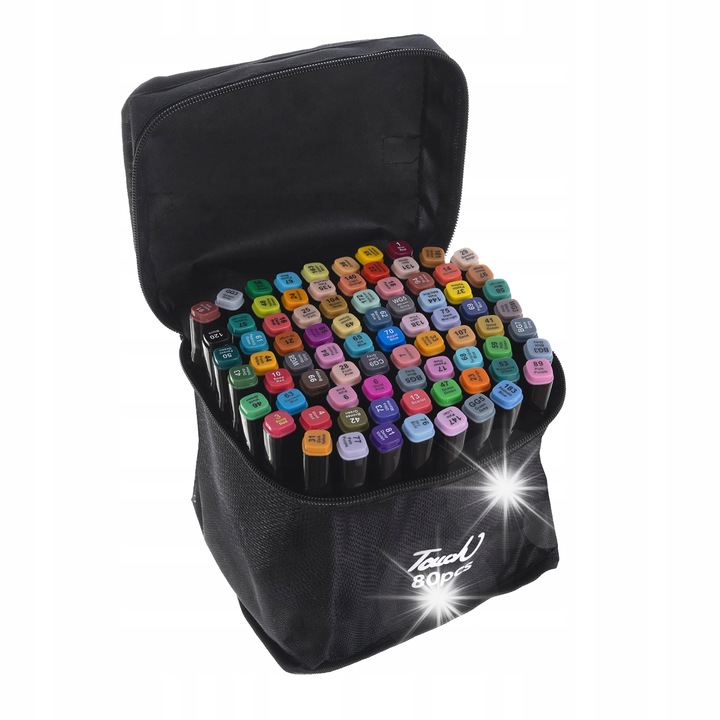 Színes marker készlet, Maaleo, 80 db, tokkal, dupla heggyel, 300 m hatékonyság