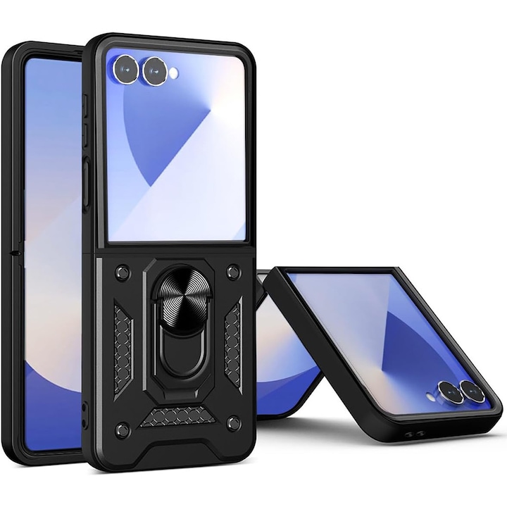 Калъф за Samsung Galaxy Z Flip7, CamShield, Stef's Cat, Черен