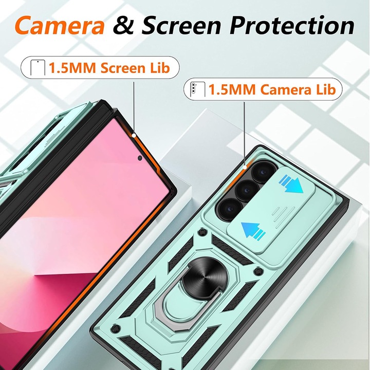 Husa pentru Samsung Galaxy Z Fold6, CamShield, Stef's Cat, Verde