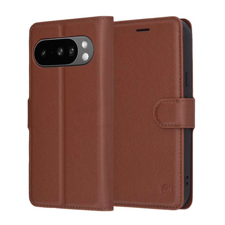 Husa tip carte pentru Google Pixel 10 Pro XL, inchidere magnetica, Accesorio Leather Folio, Brown