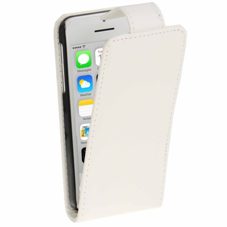 Husa protectie iPhone 5C, din piele, SUN ARGOS cu flip vertical. Alb