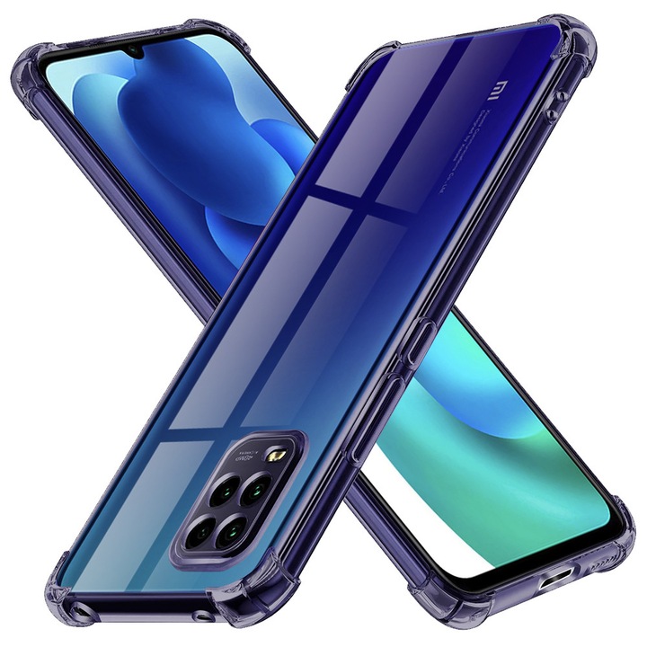 Husa Clear Anti-Soc pentru Xiaomi Mi 10 Lite, Protectie Colturi AirBag, Rezisntenta Socuri si Zgarieturi, Design Slim, Anti-Ingalbenire, Fumuriu