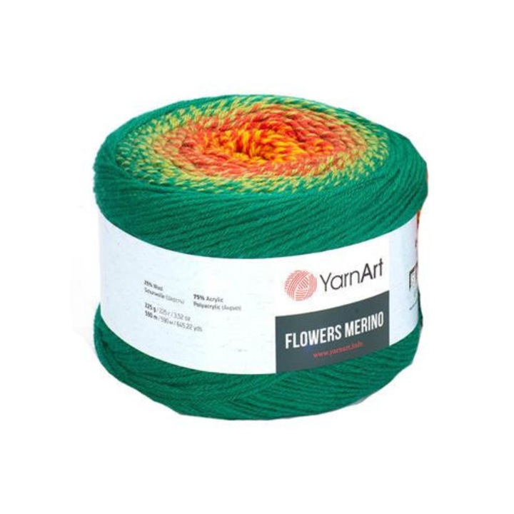 Fir Textil Yarn Art Flowers Merino 533, 25% Lana, 75% Acril, multicolor, 590m