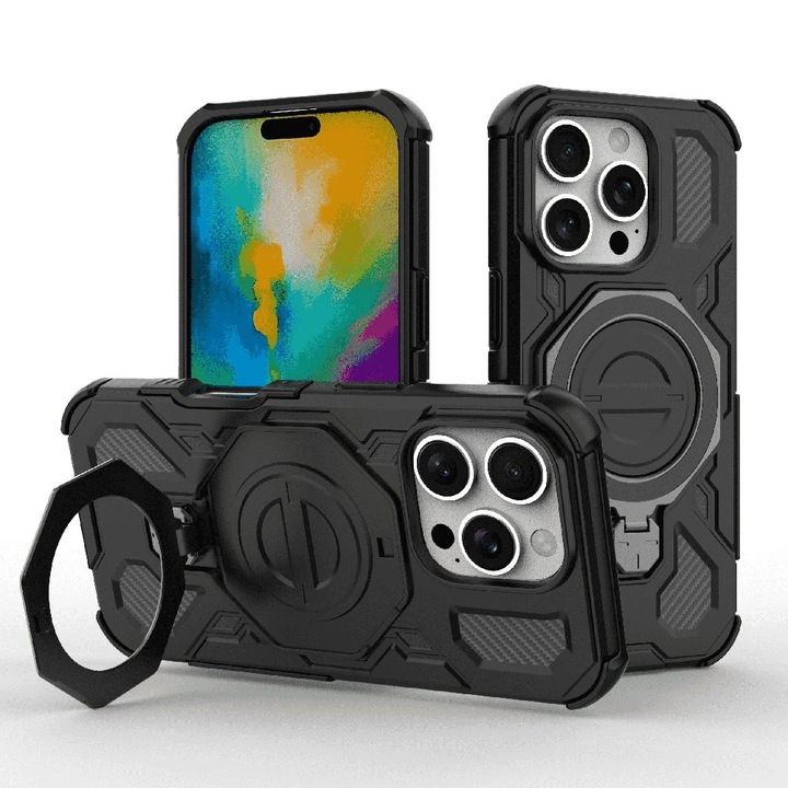 Калъф за iPhone 16 Pro Max, поликарбонат TPU, Techsuit, черен