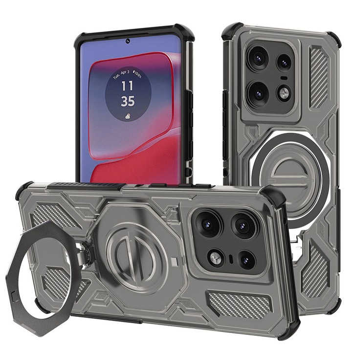 Калъф за Motorola Edge 50 Pro, Carbon Shield PRO, J23, Поликарбонат, Опушено черно