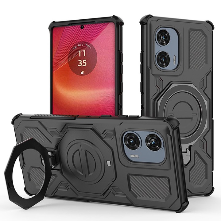 Калъф за Motorola Edge 50 Fusion, Carbon Shield PRO, Z57, Поликарбонат, Черен