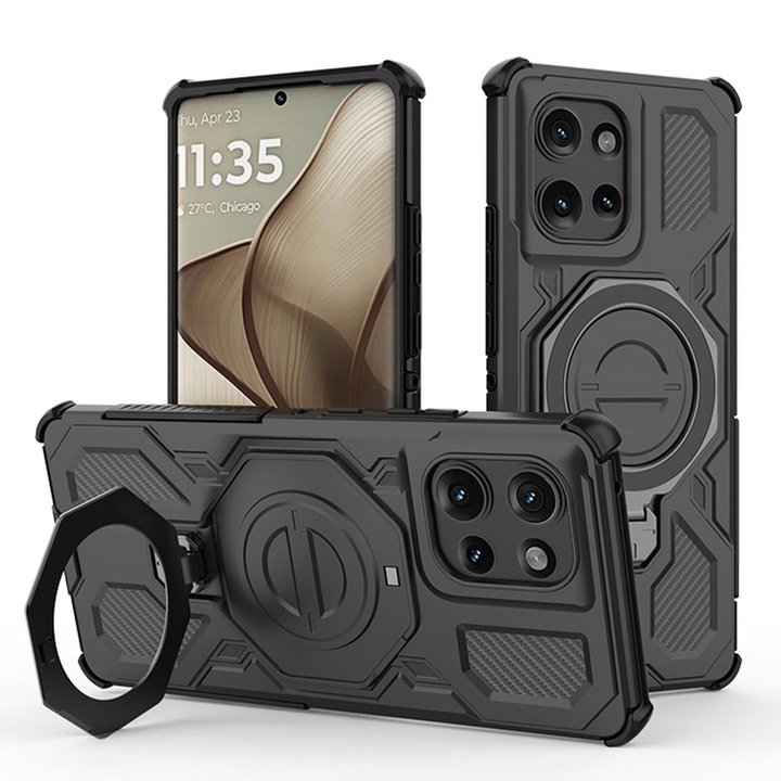 Husa pentru Motorola Edge 50, Policarbonat TPU, Stef's Cat, Negru