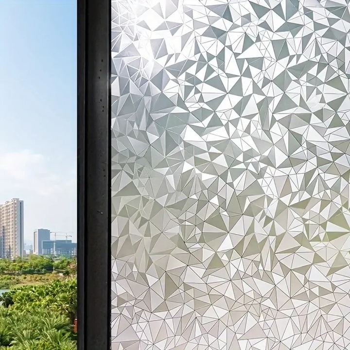 Folie Decorativa CCmax pentru Geam, Model Geometric de Diamante, Protectie Solara si Intimitate, 600 x 2000 mm, Aplicare Usoara cu Apa