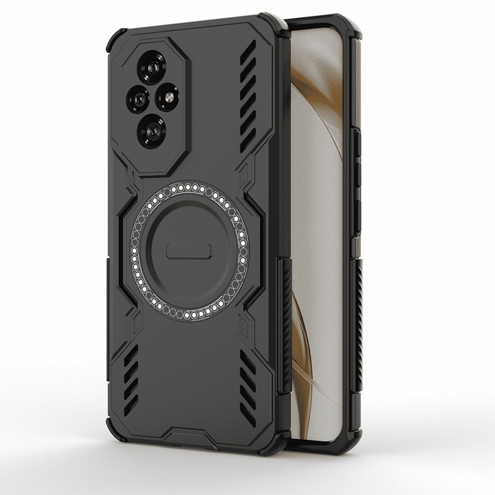 Husa antisoc pentru Honor 200, colturi ranforsate, protectie camere, MagSafe, ArmorMag, Black