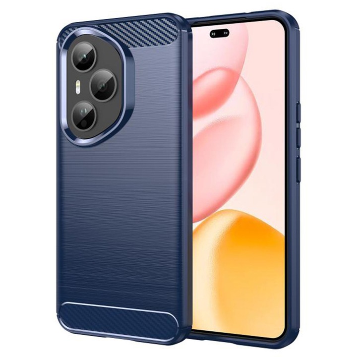 Husa Carbon pentru Honor 400 Pro, Silicon TPU Durabil, Protectie sporita, Rezistenta la socuri, Grip Anti-Alunecare, Albastra