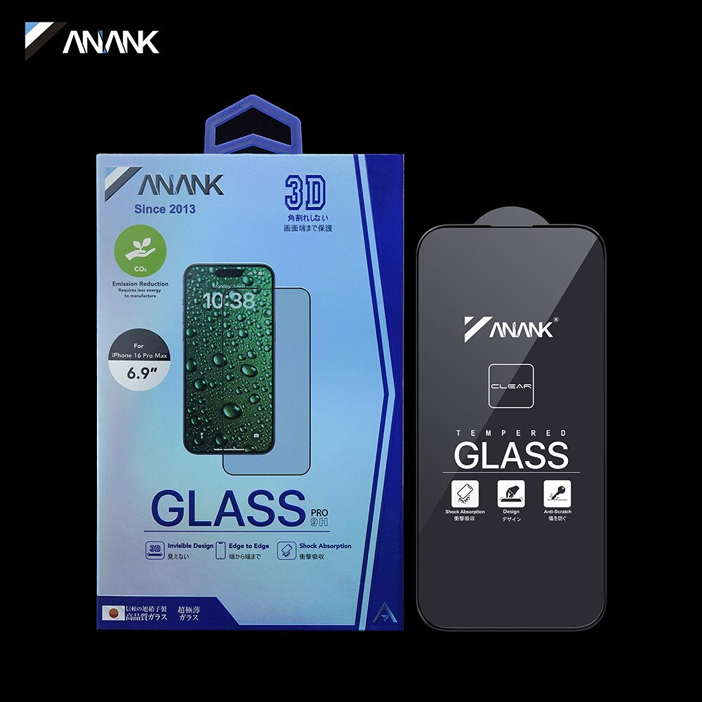 Husa Protectie Compatibila cu 3D Invisible 3X Reinforced Edge to Edge, ANANK, iPhone 16 Pro - Black