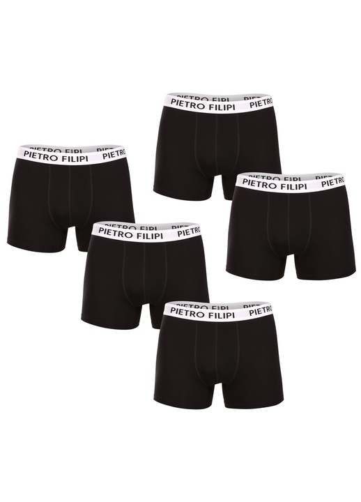 Set 5 perechi lenjerie intima barbati 5BCL003, Pietro Filipi, Elastan, Negru