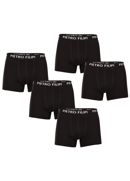 Set 5 perechi lenjerie intima barbati 5BCL002, Pietro Filipi, Elastan, Negru