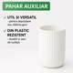 Set Accesorii Baie TnsAround, 7 Piese, Alb cu Detalii din Bambus, Material Plastic, 26x19,5x19,5cm