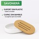 Set Accesorii Baie TnsAround, 7 Piese, Alb cu Detalii din Bambus, Material Plastic, 26x19,5x19,5cm