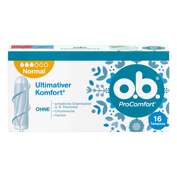 Fie Ca Este Vorba De Procomfort Normal, Tampoane Pentru Zile Cu Iritatii Medii Spre Grele, Cu Tehnologie Dynamic Fit Si Suprafata Silktouch, Pentru Confort Maxim* Si Protectie Fiabila (6 X 16 Bucati)