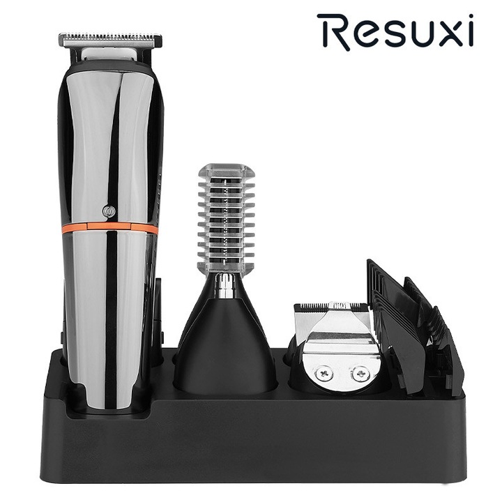 Masina de Tuns si Ras Pro 5 in 1, Display LED, Pentru Par, Barba, Corp, Capete cu Atasament magnetic, Autonomie 90˝, Lama R 360°, Waterproof