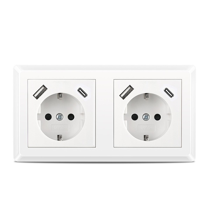 USB Type C контакт, контакт за стена Schuko, вграден за Gira System 55, Jung и много други