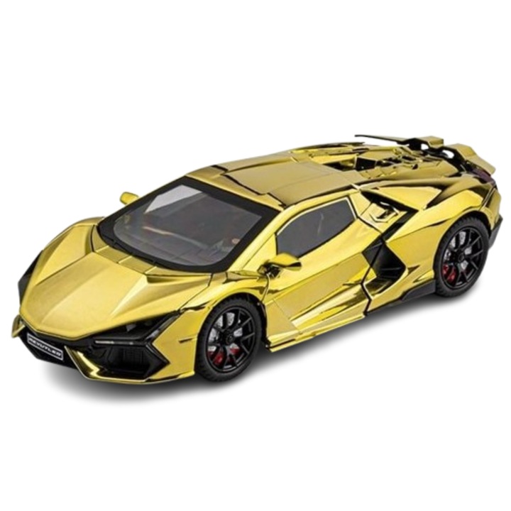 Lamborghini Autó, Füsttel, Fém, 1:24 Lépték, Hang és Fény, Arany, Doboz Nélkül