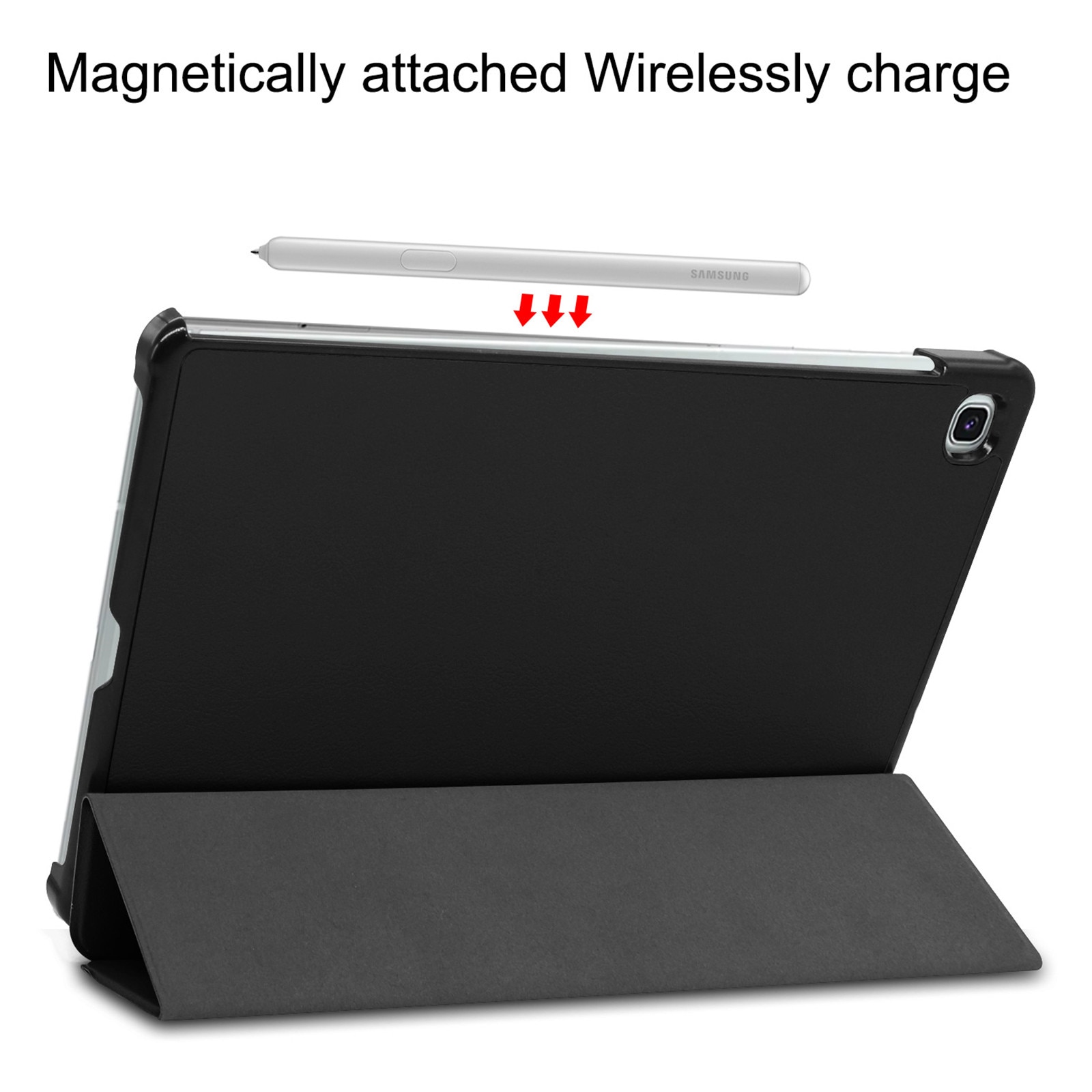 Husa protectie tableta AYSTOAYS®, pentru Samsung Galaxy Tab S6 Lite 10.4 inch, Tip Flip Cover, Antisoc, Usor de instalat, Portabil, Design ergonomic, neagra